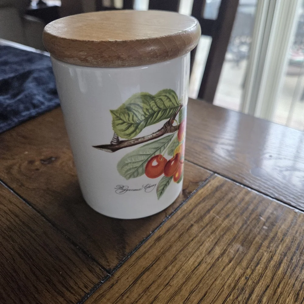 Vintage Pomona By Portmeirion Ceramic Cherry Wood Lidded Storage Container